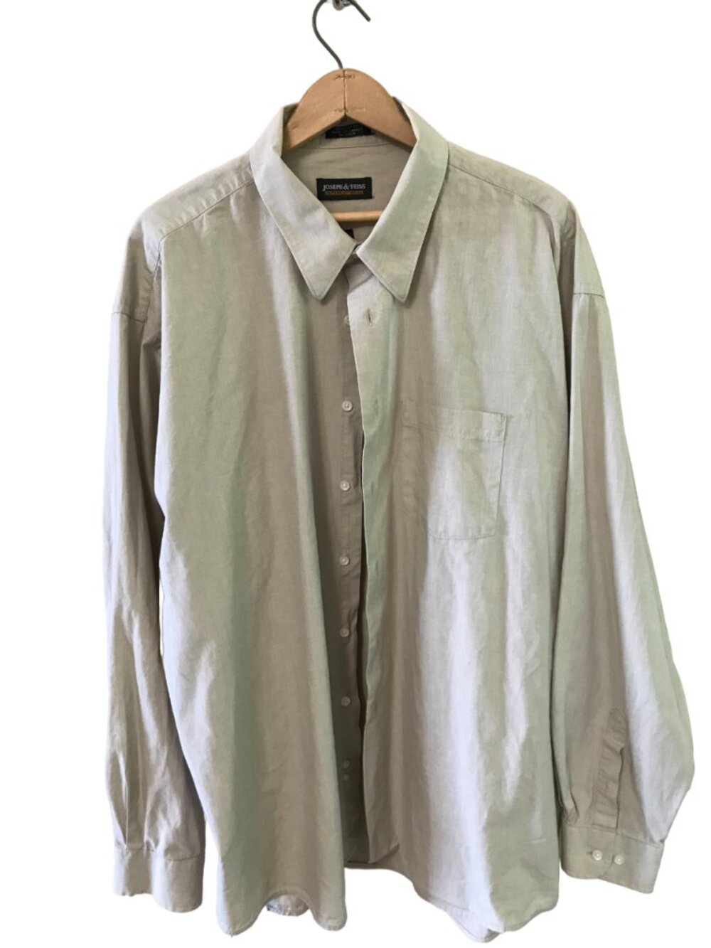 Joseph & Feiss Button-Down Collar Shirt Long Sleeves Tan Men's Size 18.5 Neck
